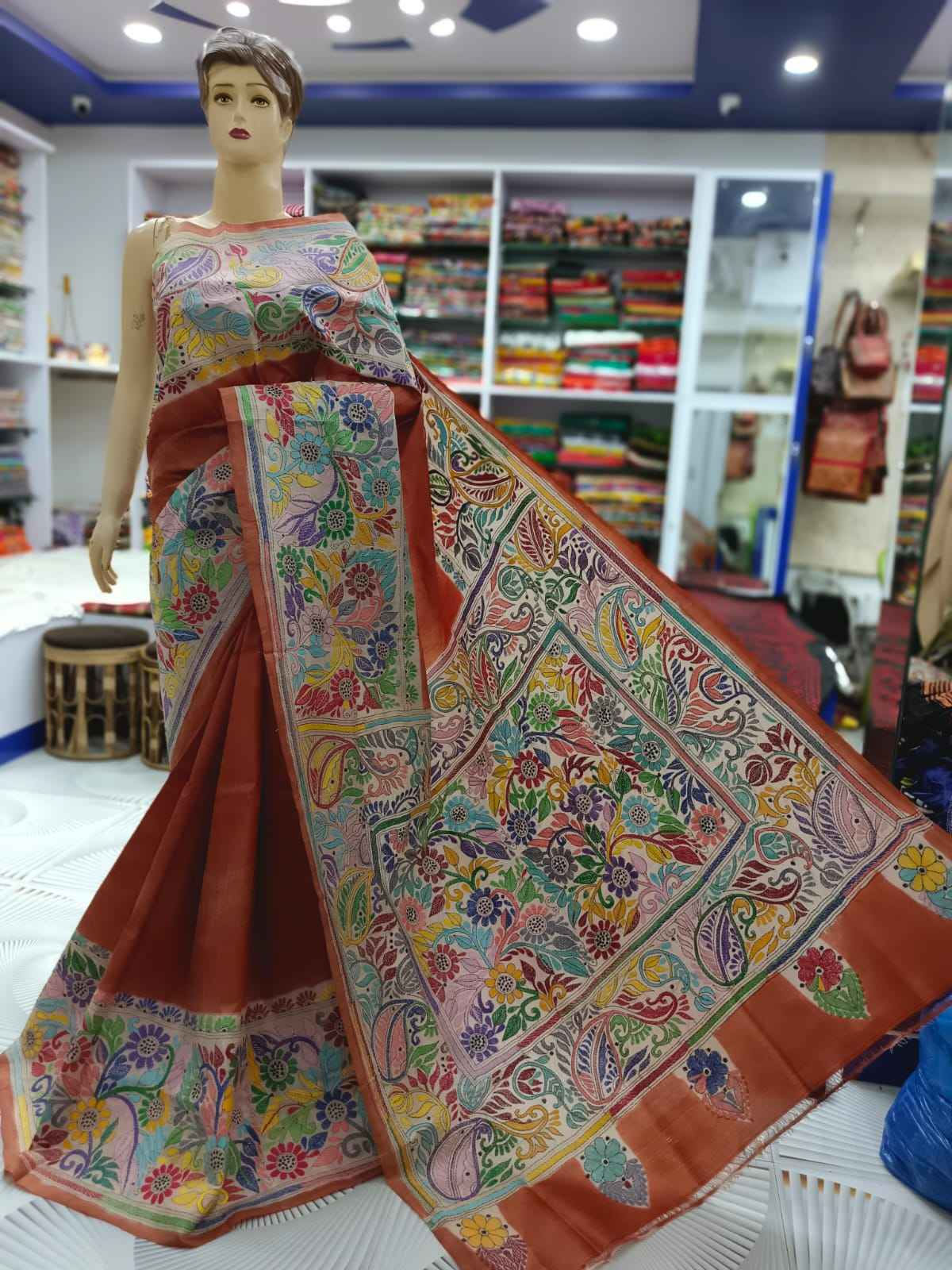 Kantha Stitch Saree on Tussar Silk #2310739