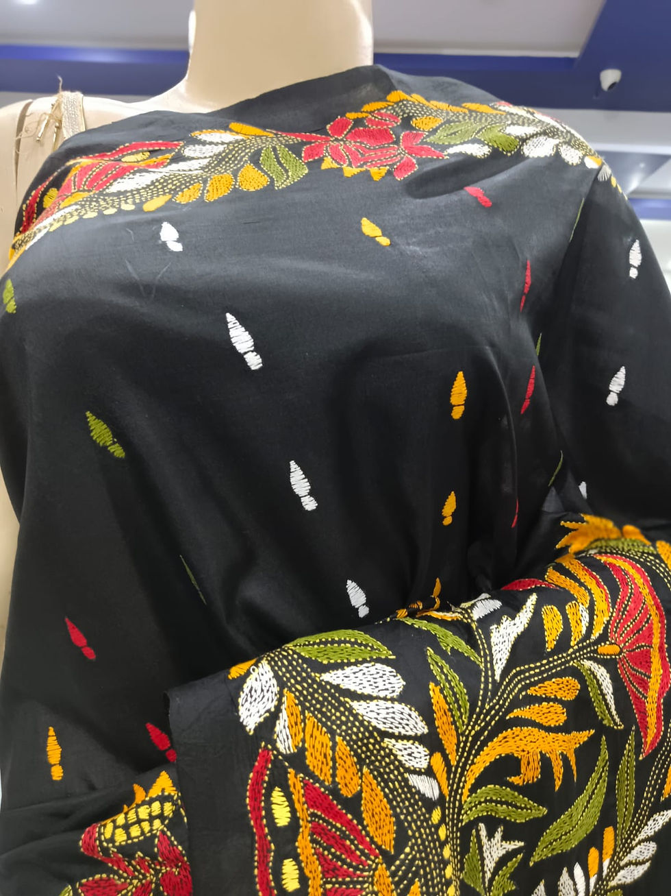 Thumbnail: Kantha Stitch Saree on Bangalore Silk #0602516