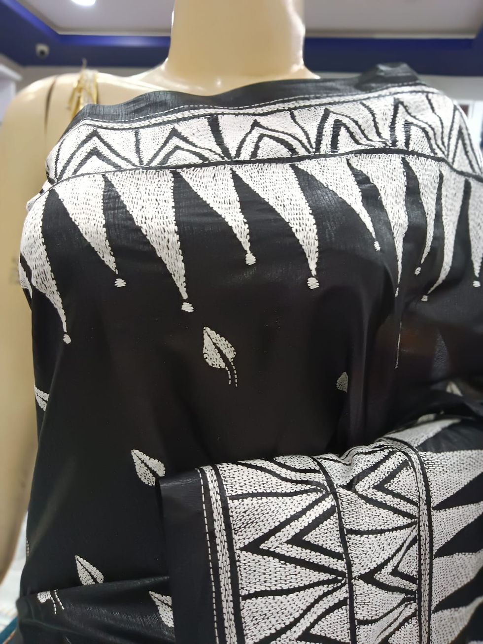 Thumbnail: Kantha Stitch Saree on Blended Bangalore Silk #0602511