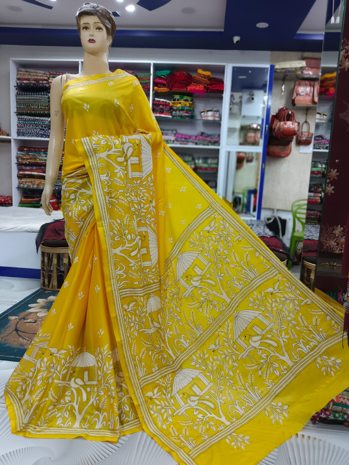 Kantha Stitch Saree on Blended Bangalore Silk #96522