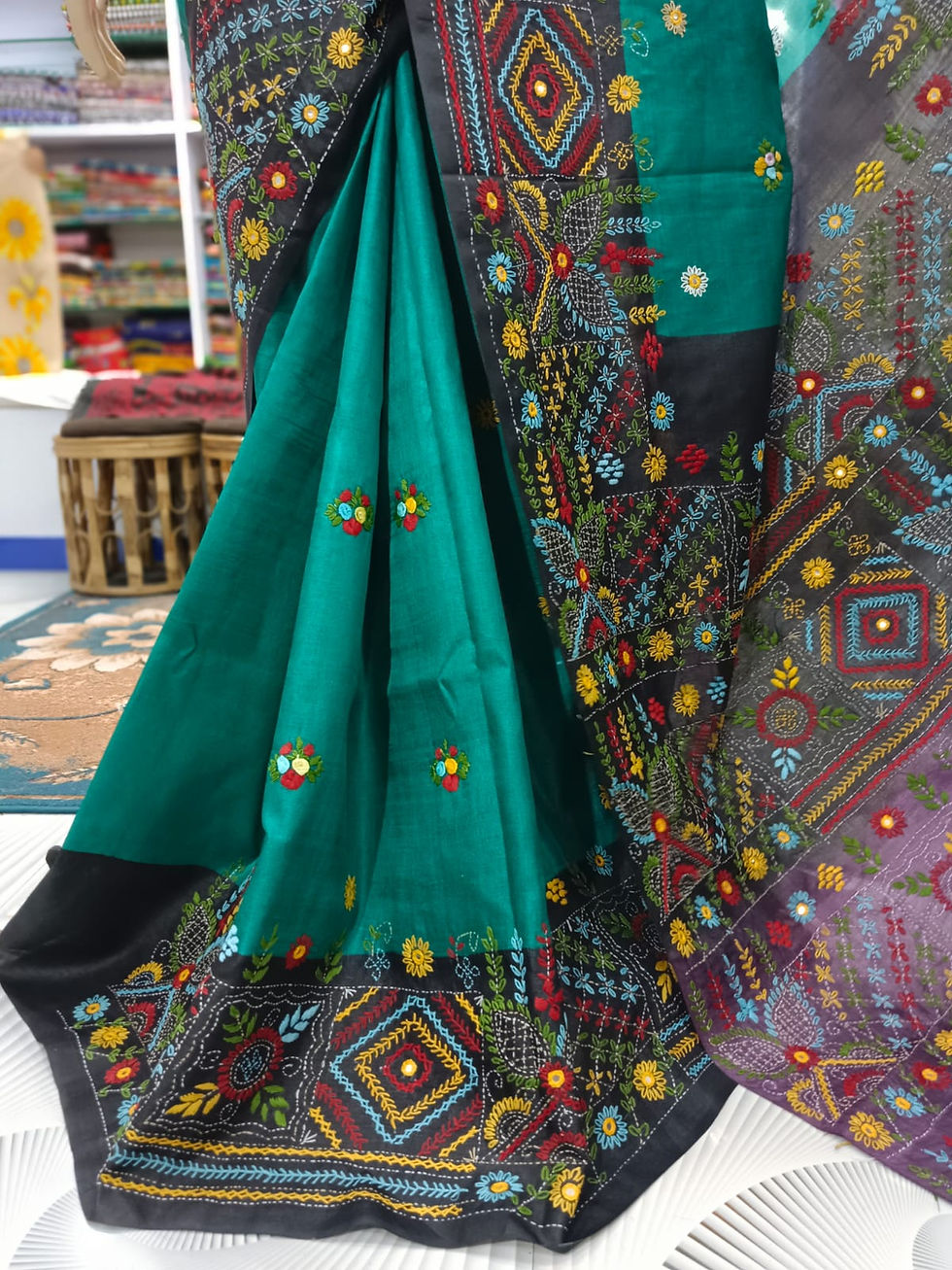 Thumbnail: Lumbani Stitch Saree on Tussar Silk #0702781