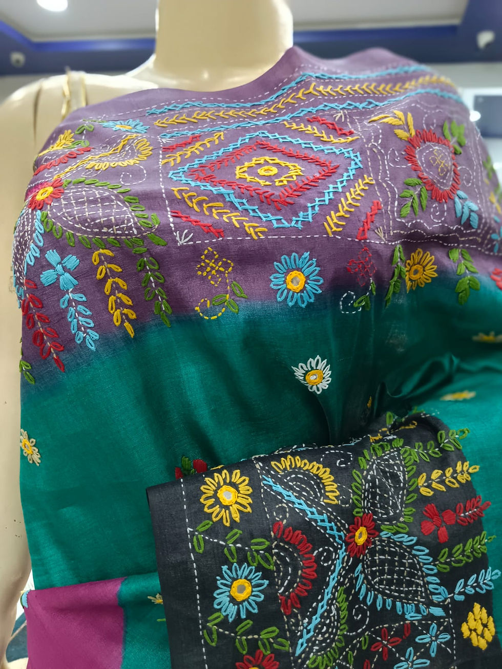 Thumbnail: Lumbani Stitch Saree on Tussar Silk #0702781