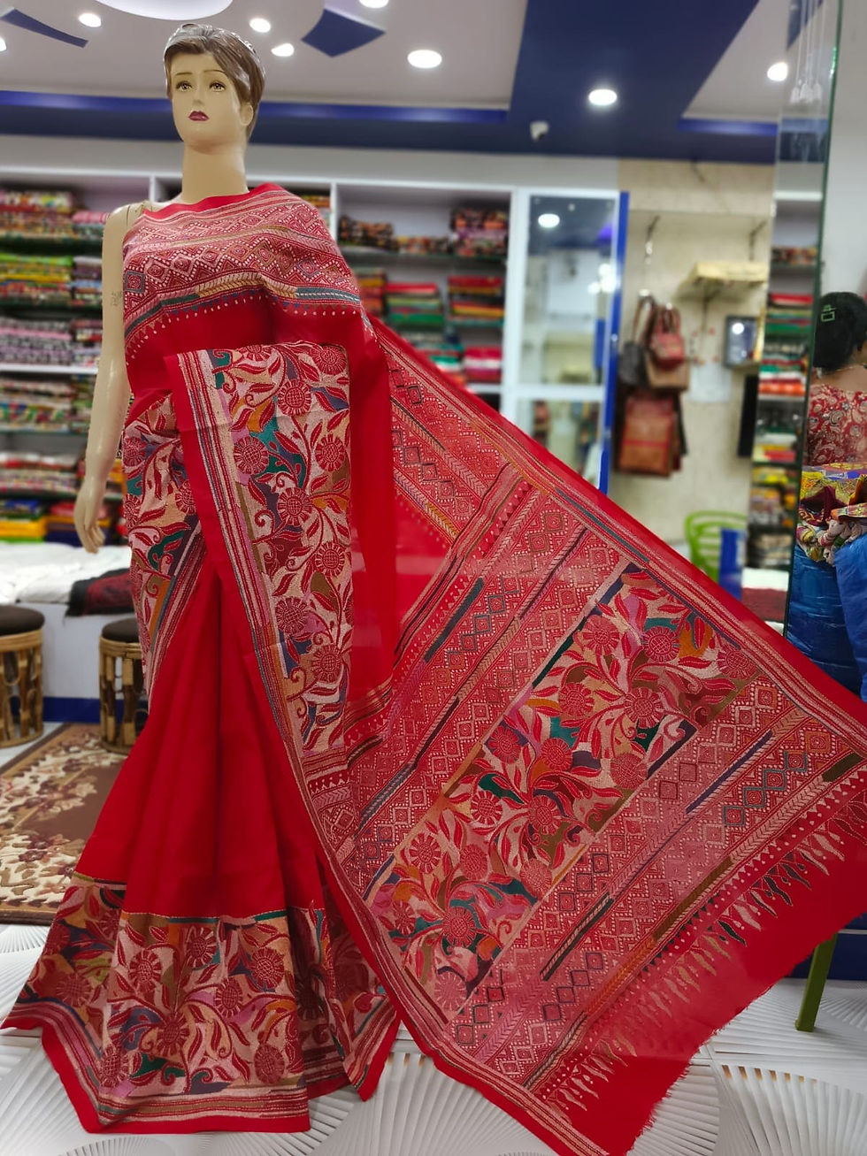 Kantha Stitch Saree on Bangalore Silk #1823487