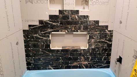 Black/Gold Tile Shower Progress