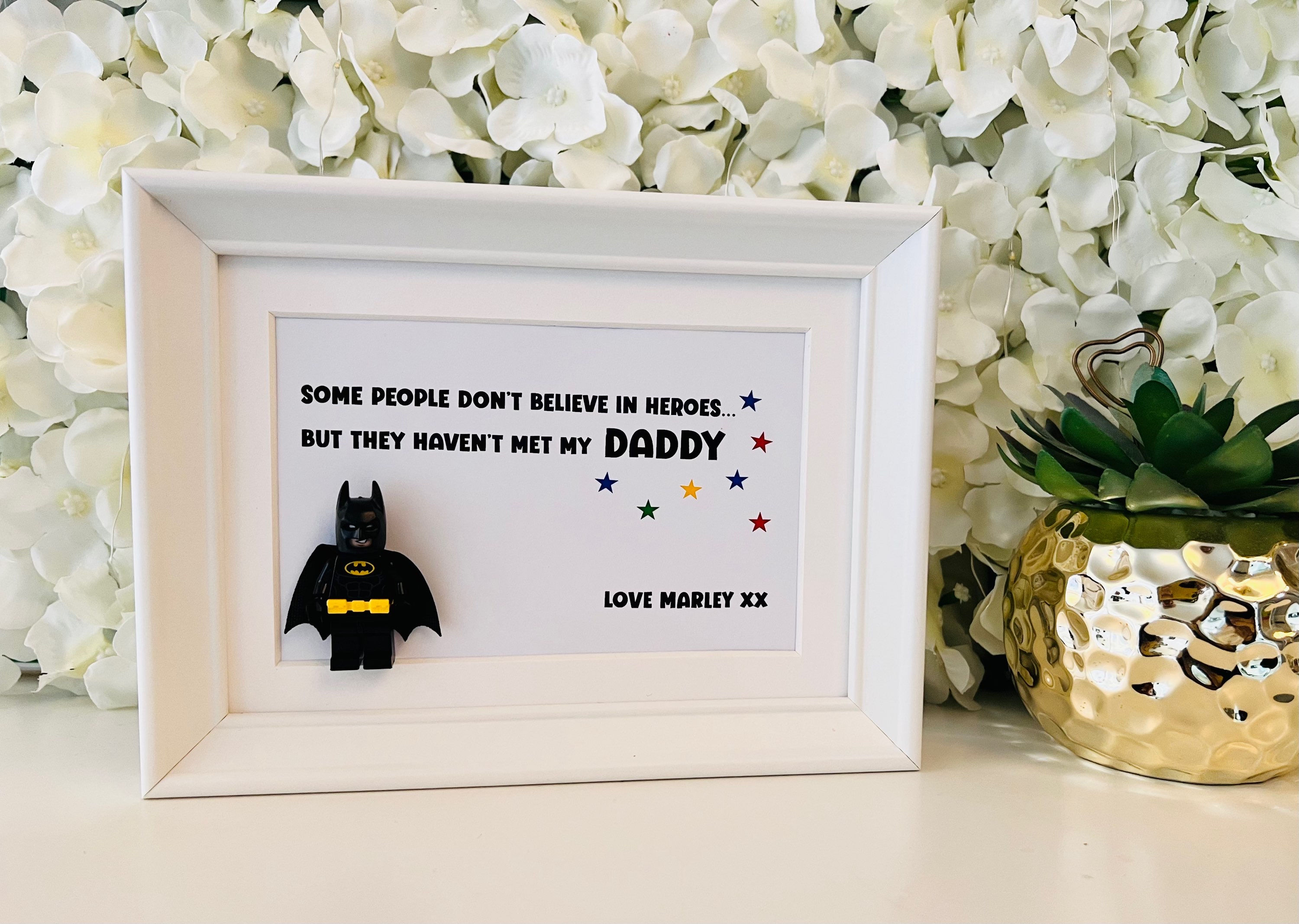 Dad Daddy Superhero Minifigure Desk Frame