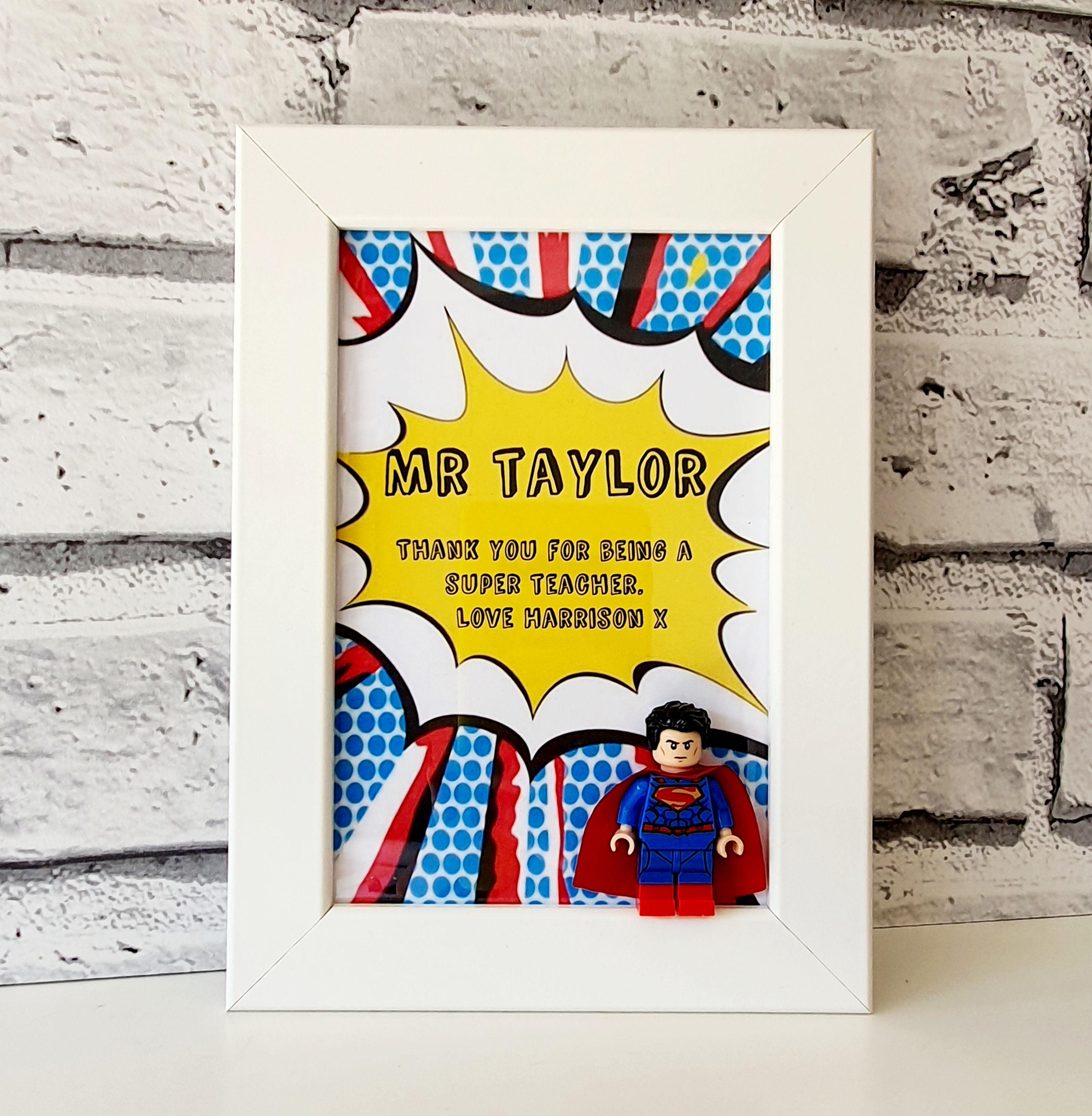 Teacher Superhero Minifigure Frame