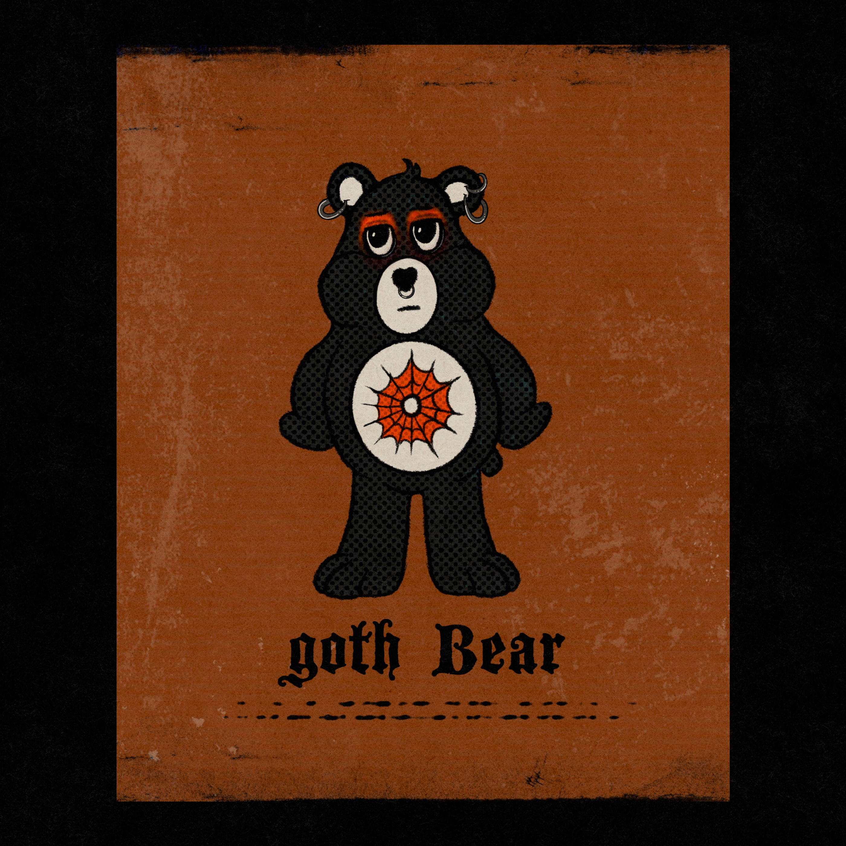 PRINT- Goth Care Bear
