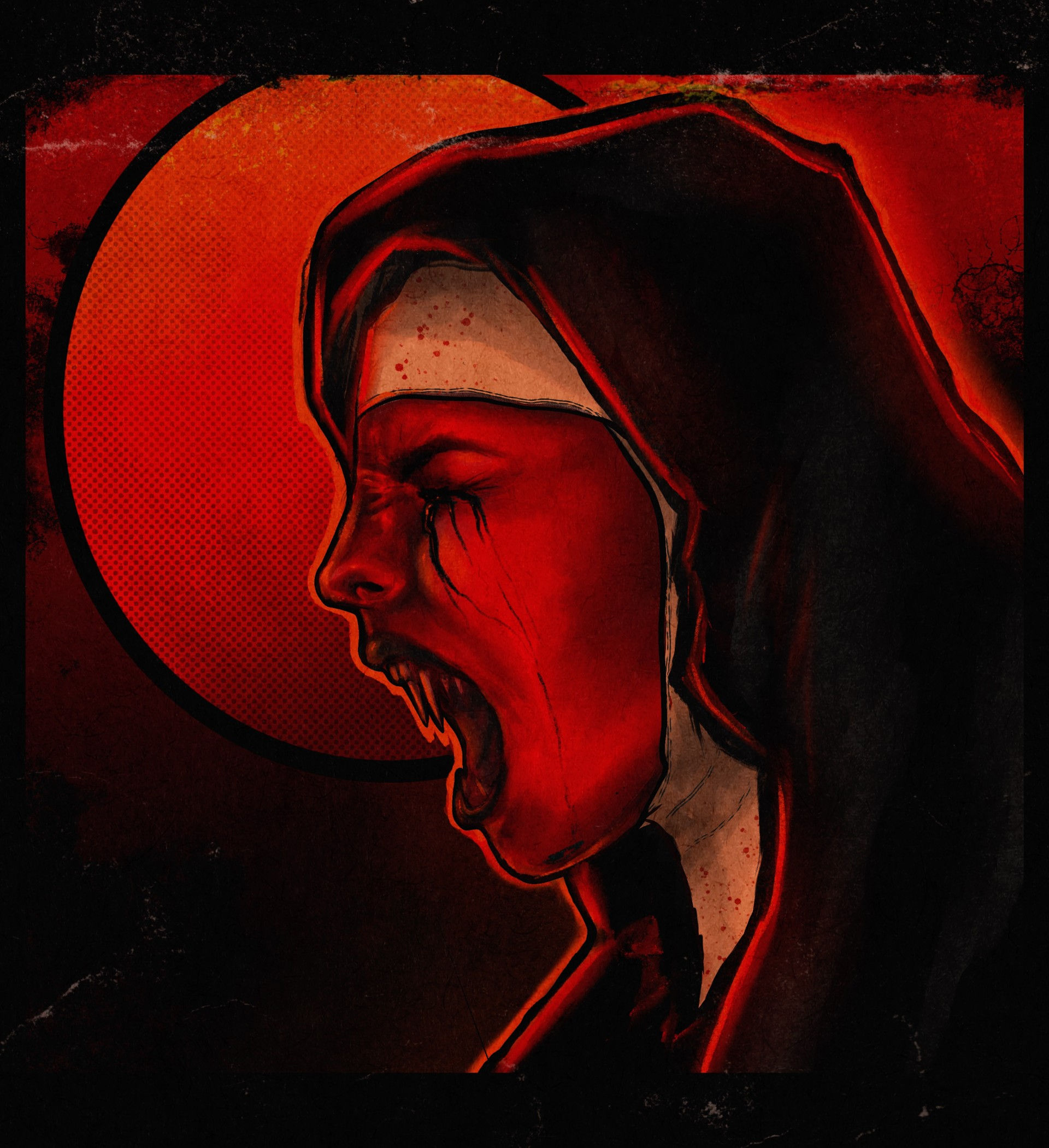 PRINT- Unsainted, vampire, nun, Halloween