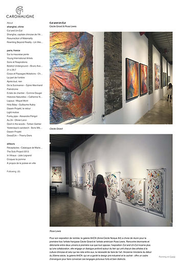 Caromaligne is a site founded by Barbé-Boudehen carolina, dedicated to criticism of exhibitions and events related to contemporary art events.