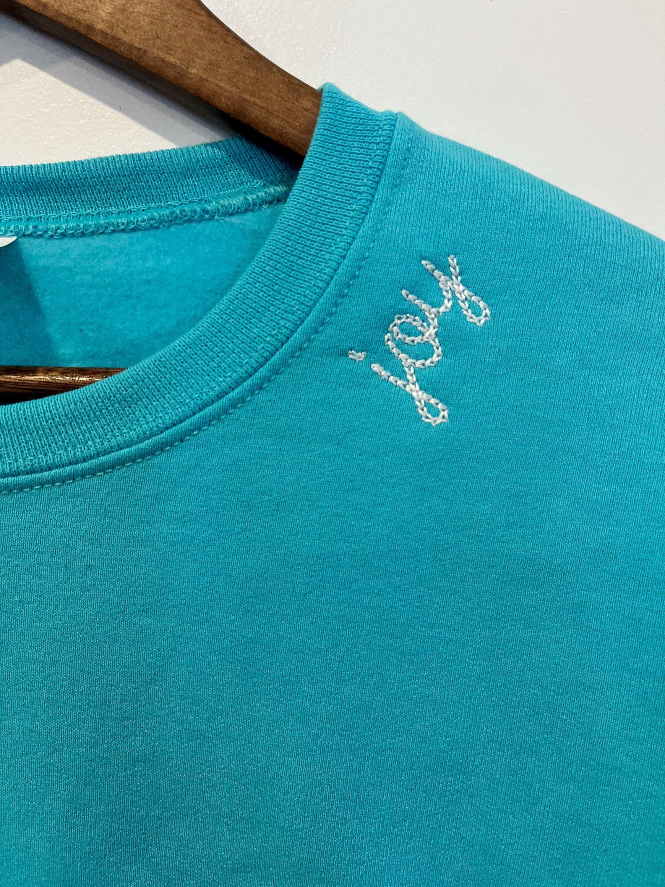 Sweatshirt Custom Chainstitch Neckline Text For Men and Women Embroidered Top G