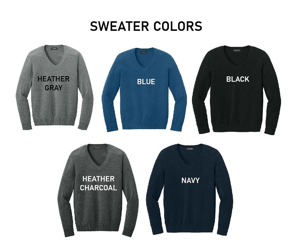 Thumbnail: Custom Chain Stitch Text V-Neck Sweater With Embroidered Phrase No Minimum