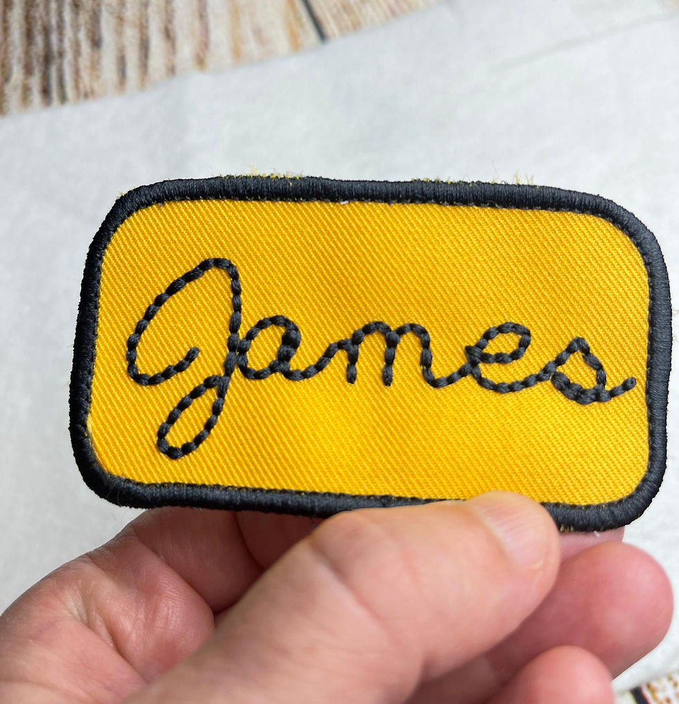 Thumbnail: Custom Embroidered Vintage Name Patches with a Hand Stitched Look