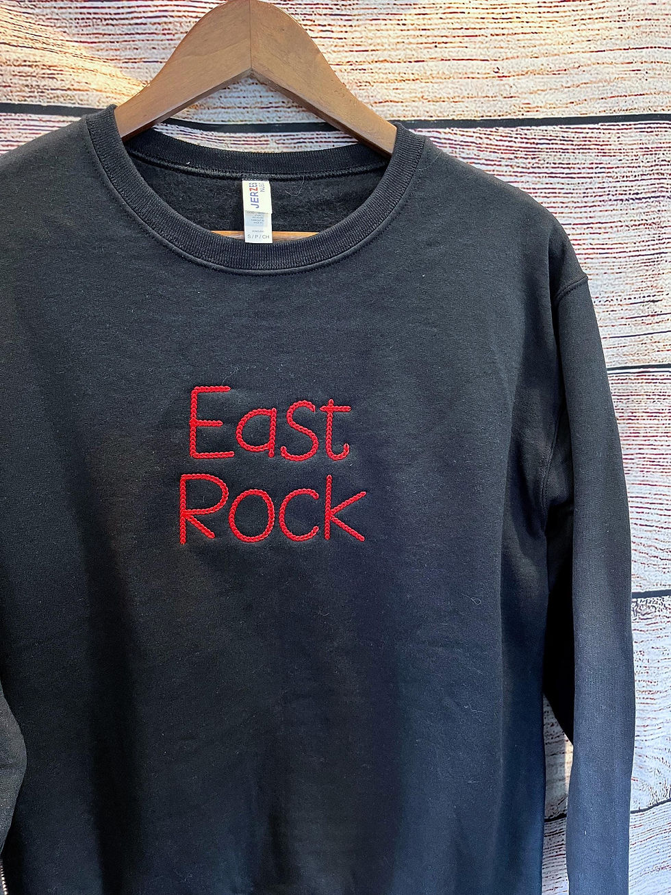Thumbnail: Personalized Chain Stitch Text Print Sweatshirt With Embroidered Phrase No Mini
