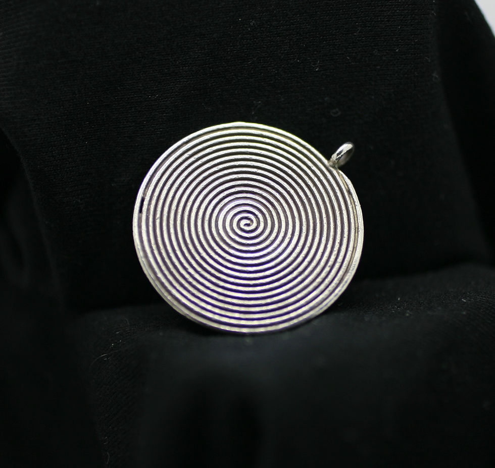 Thai silver circular bead with a hoop and concentric groove pattern