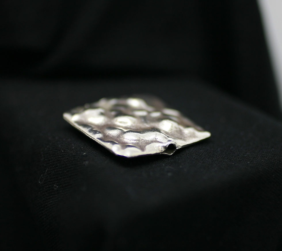 Karen Hill Tribe silver square bead with an irregularly bumpy surface design