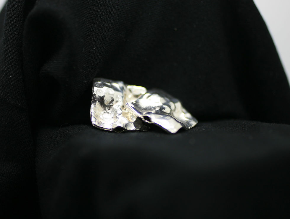 Thumbnail: Two Fine silver square beads with a chequered  concave patterns and hammered surface texture