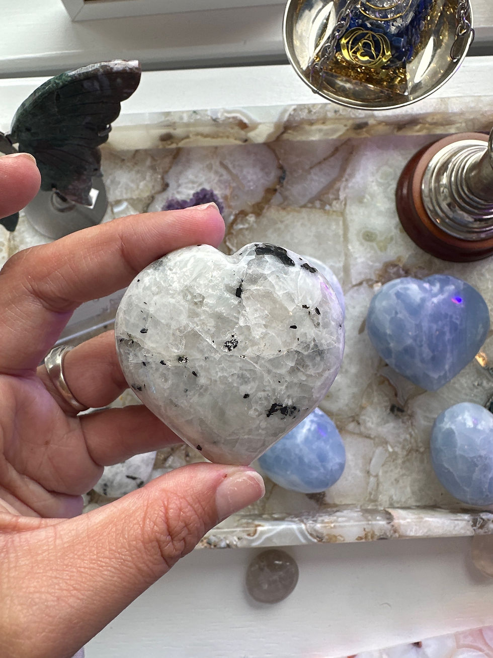 Rainbow Moonstone Heart