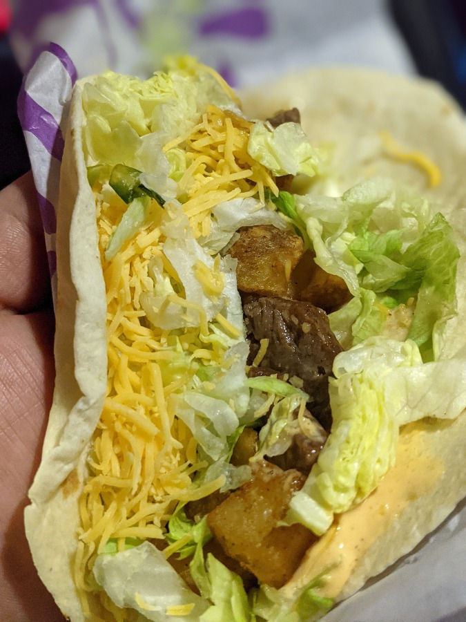 Secret Menu Taco Bell Spicy Steak and Potato Taco