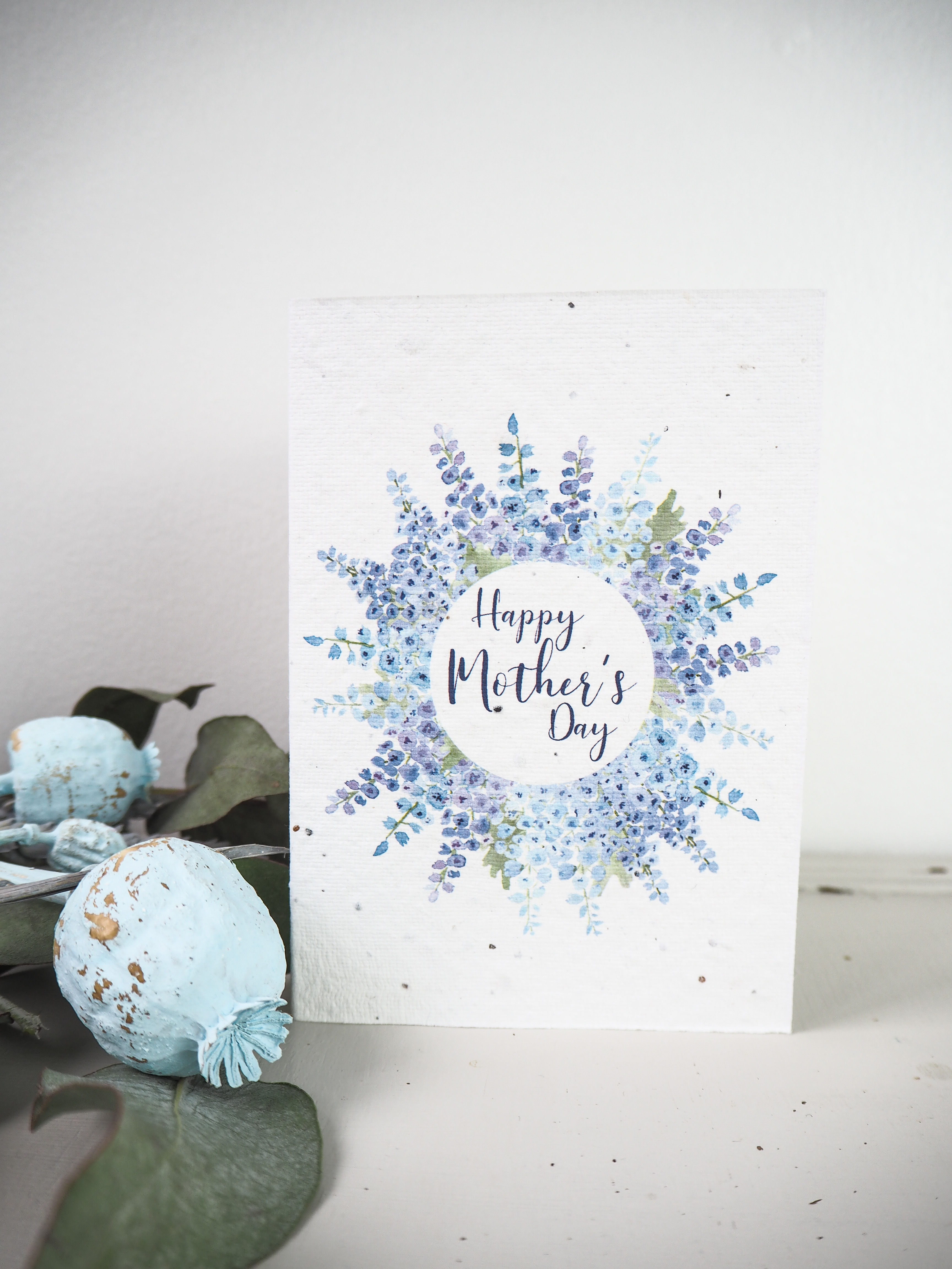 Blue Floral Wreath Card A6
