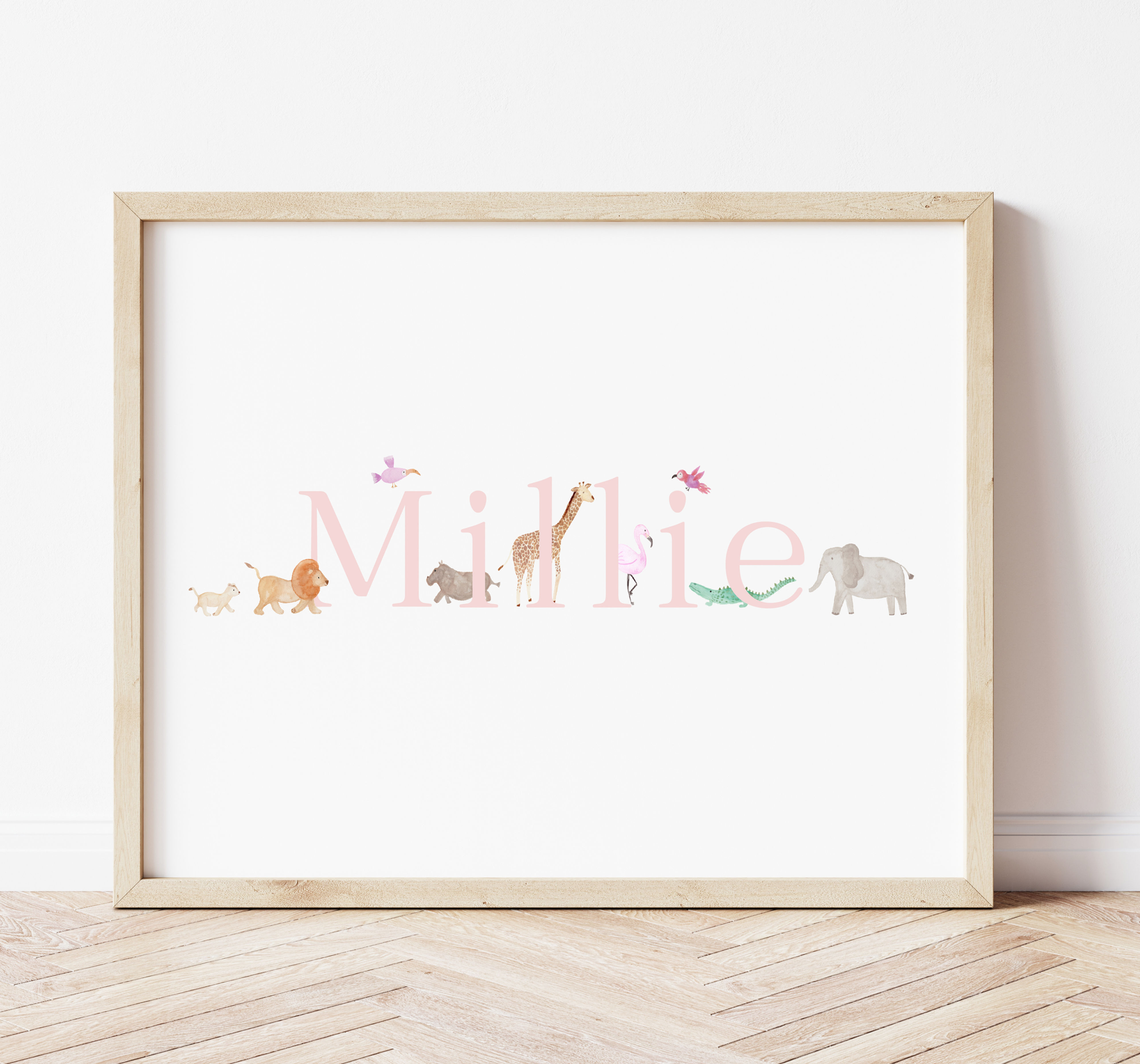 Pink Animal Name A4 or A3