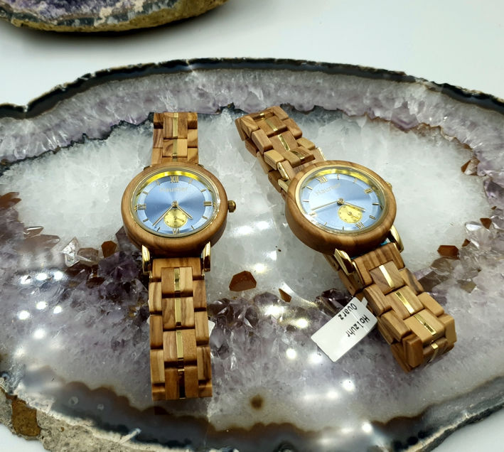 Miniatura: Holzuhr Olive blau 34mm