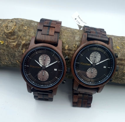 Thumbnail: Holzuhr Zebrano 44 mm