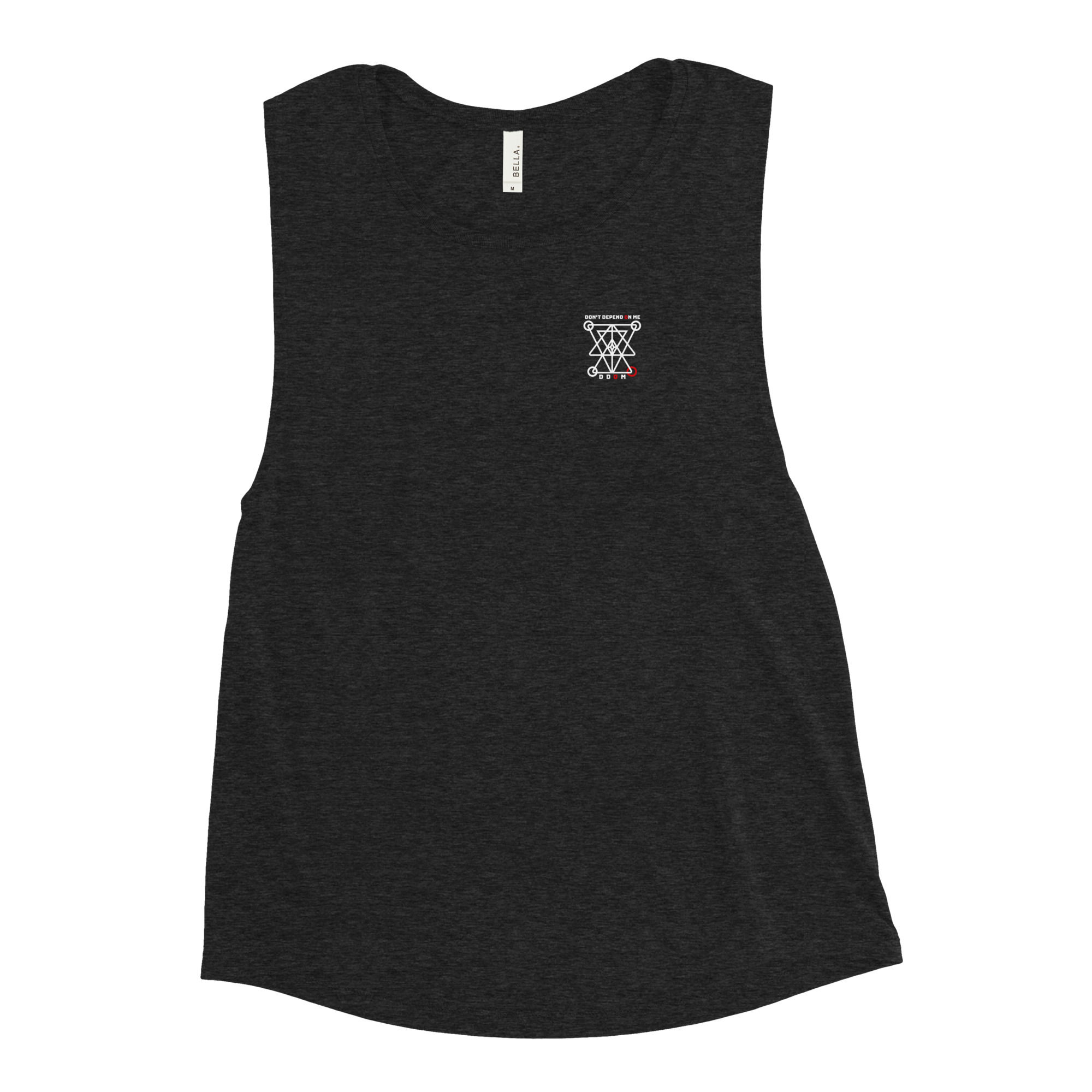 Don't Depend On Me Ladies Tank Black Heather front