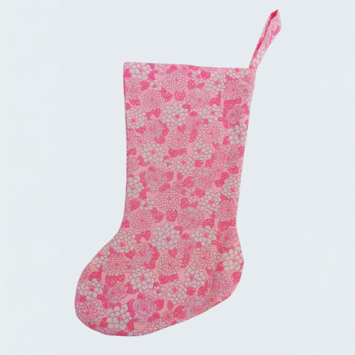 Vintage 60's pink floral Christmas Stocking