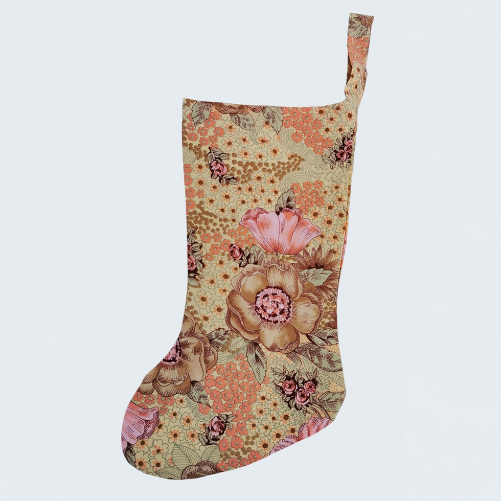 Vintage 70's Floral Christmas Stocking