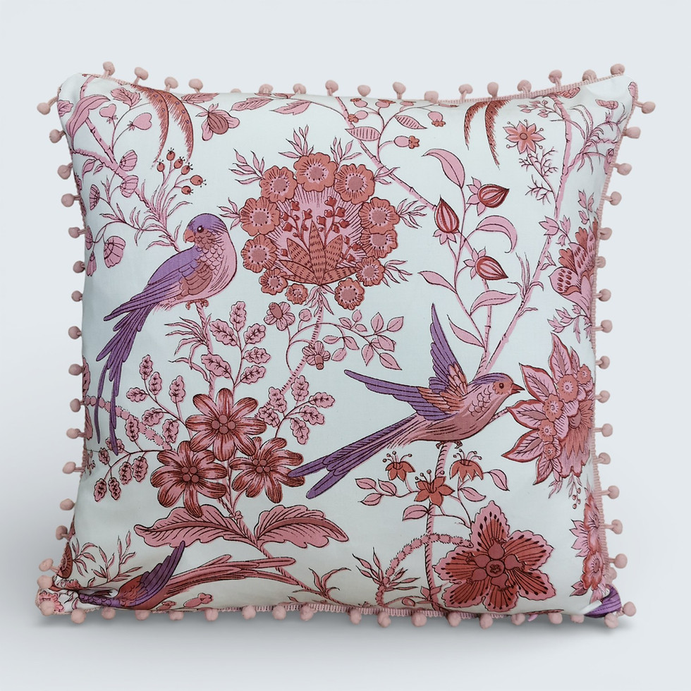 Vintage pink "spiced Island" by Jonelle feature cushion cover