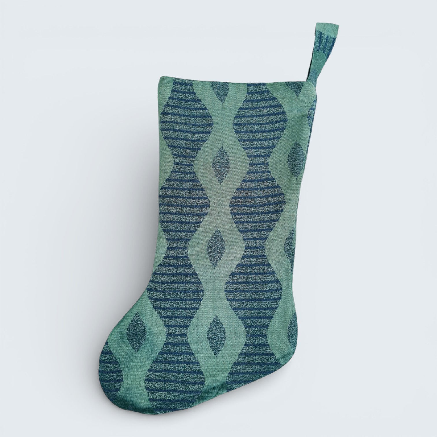 Vintage Mid Century Turquoise Design Christmas Stocking