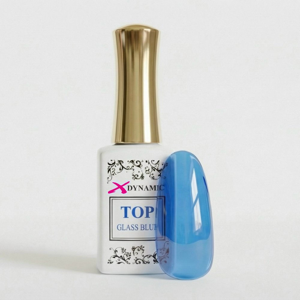 Top Galss blu - Sigillante extra lucido extra per ricostruzione unghie - Senza dispersione - effetto vetro - color blu