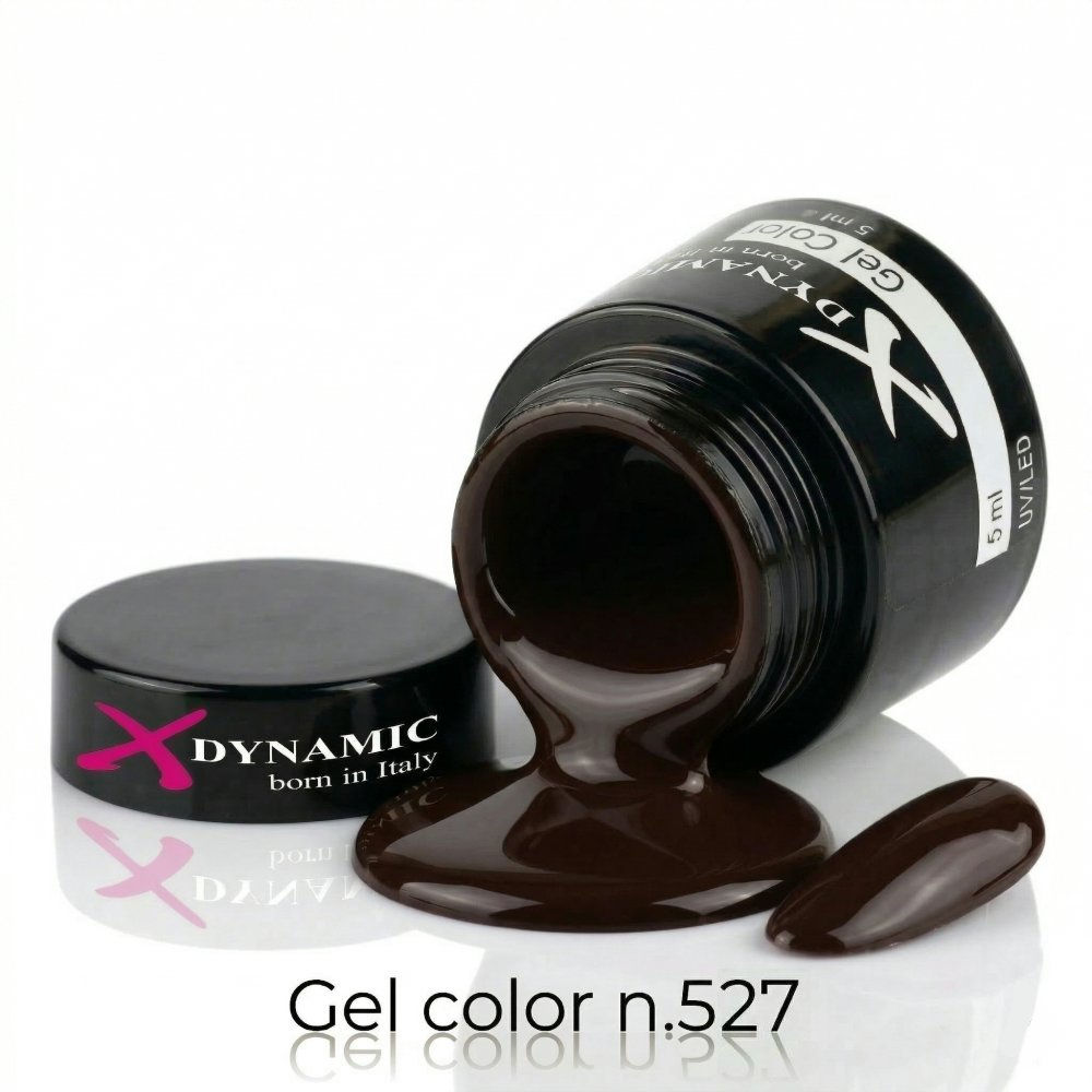 n. 527 Gel color per ricostruzione unghie, color Caffè nero, ad alta pigmentazione, molto coprenti, X-Dynamic