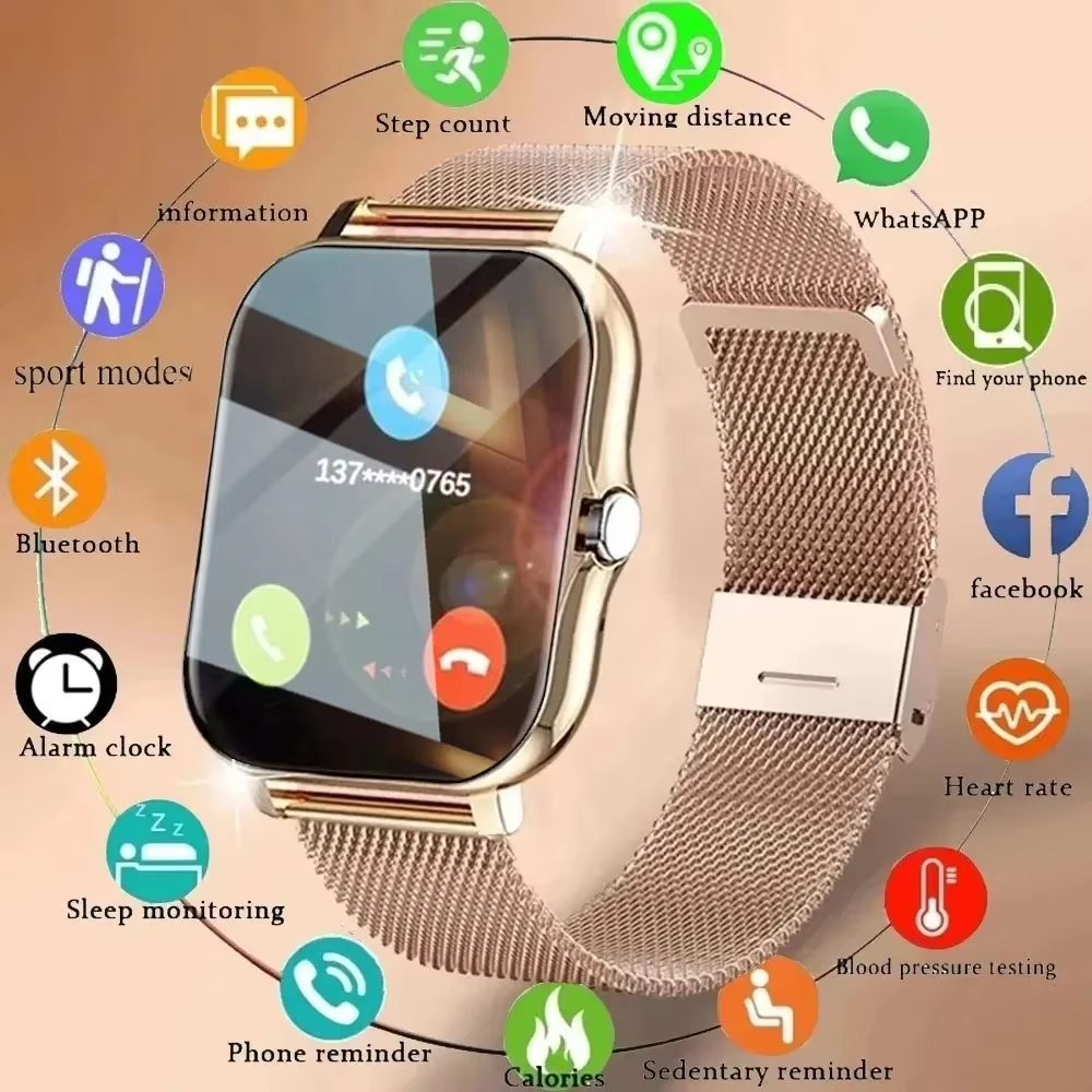 LAXASFIT 2025 New Men's Smart Watch Women's Gift Full Touch Screen Sports Fitnes