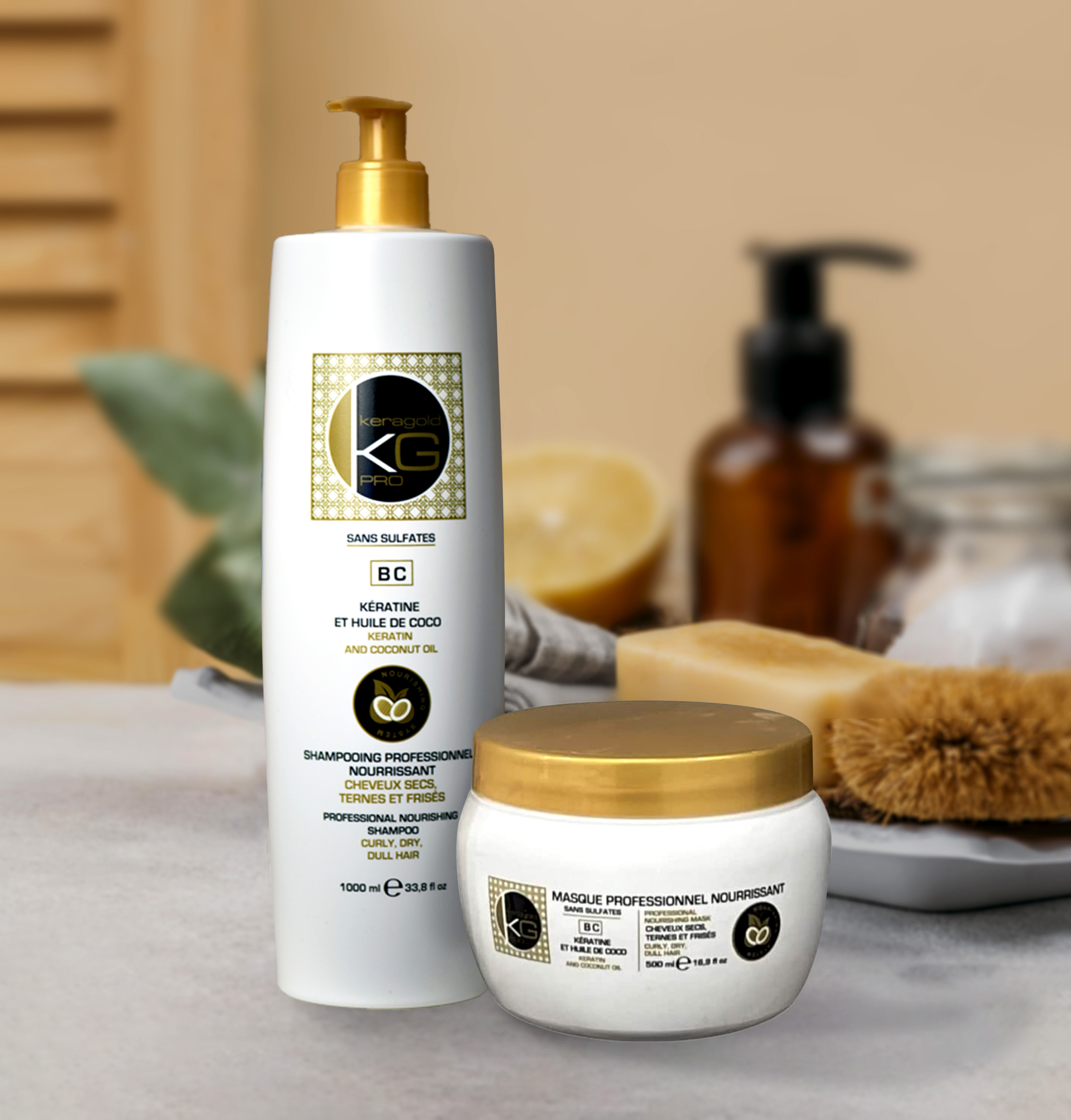 KERAGOLD Kératine et huile de coco Cheveux secs frisés et ternes