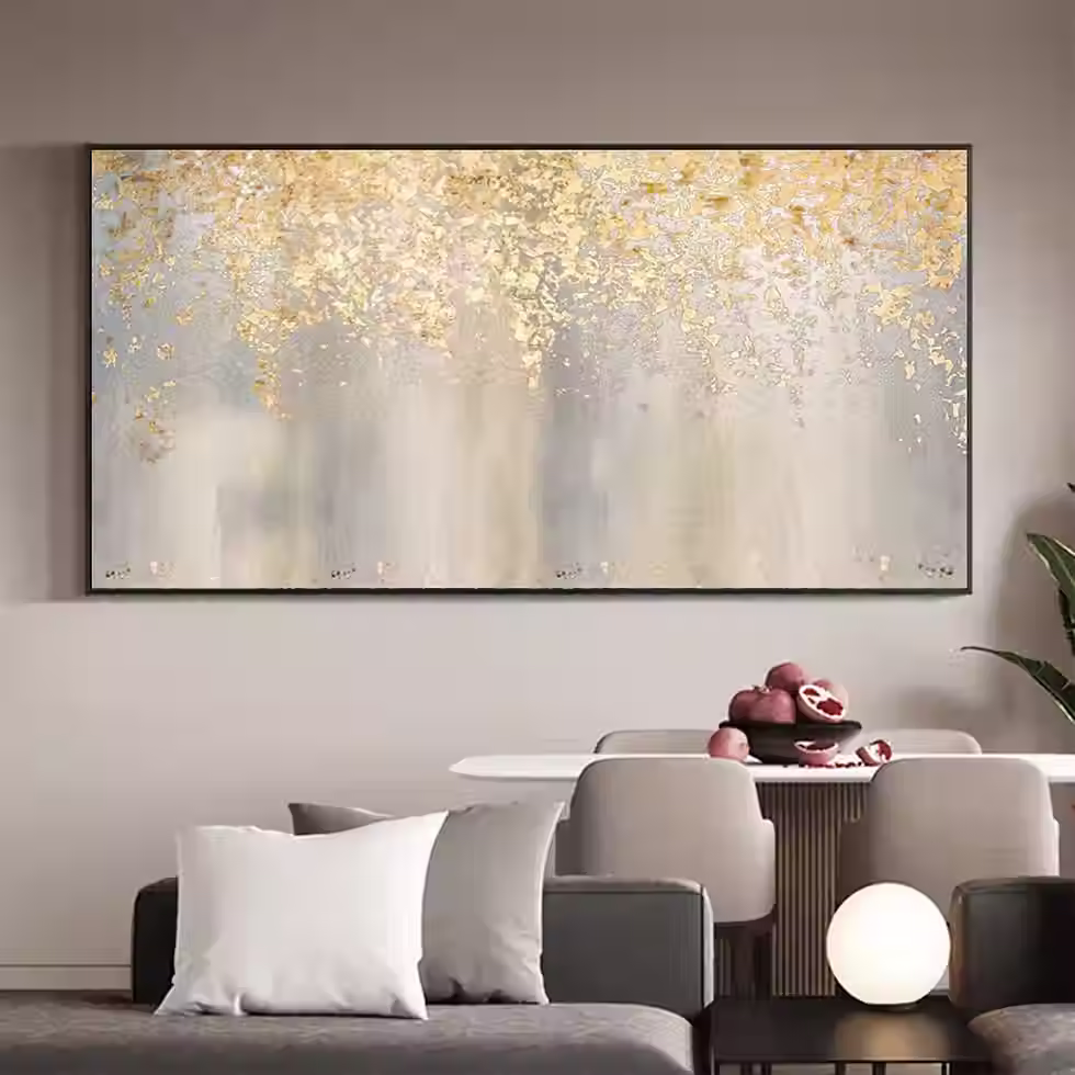 Extra Large Hand Painted Gold Abstract Wall Art