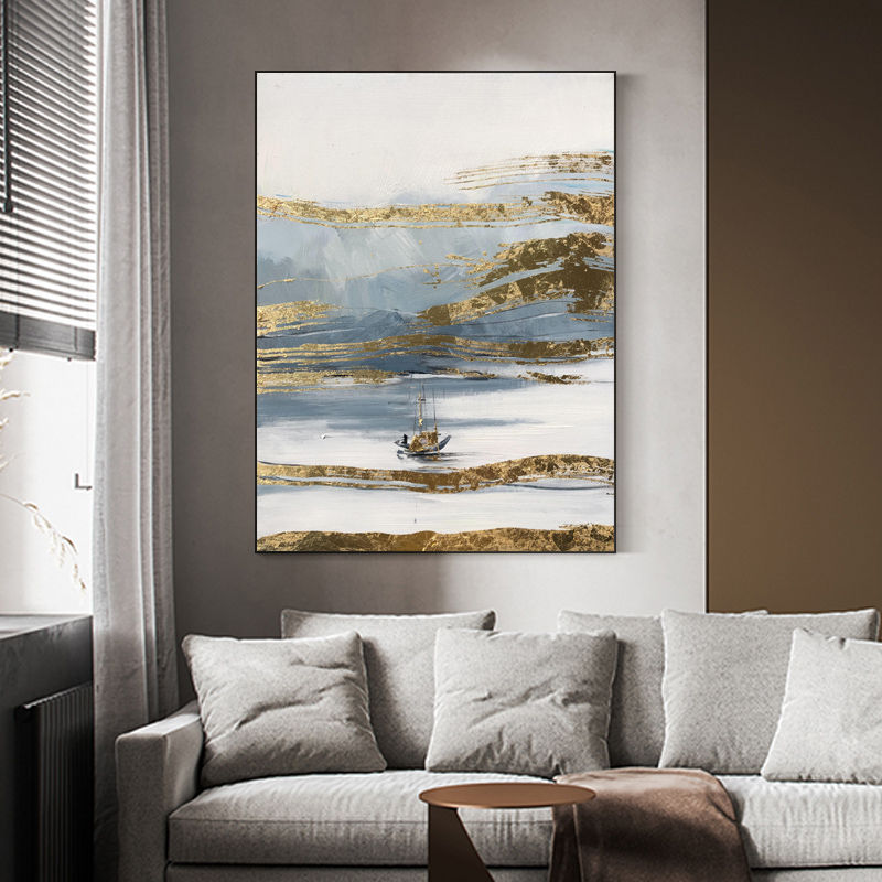 Abstract Hand Painted Gold Acrylic Artwork