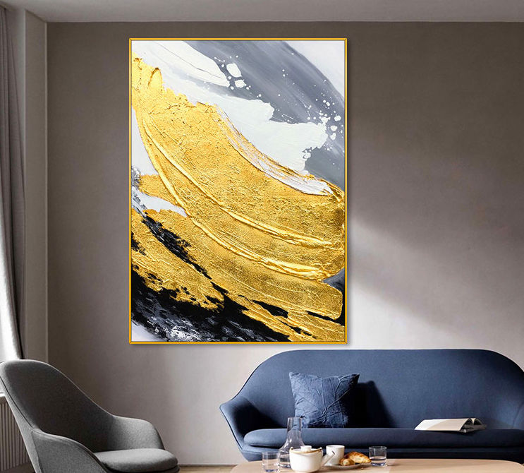 Large Hand Painted Gold Canvas Art