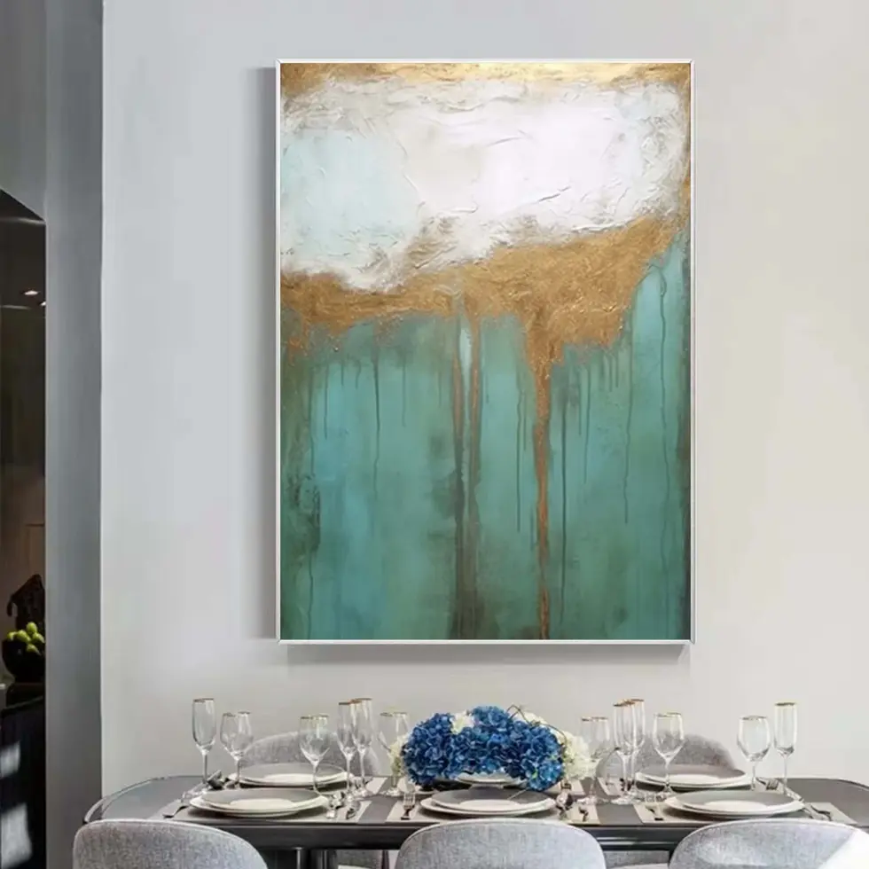 Abstract Hand Painted Gold Oil Painting