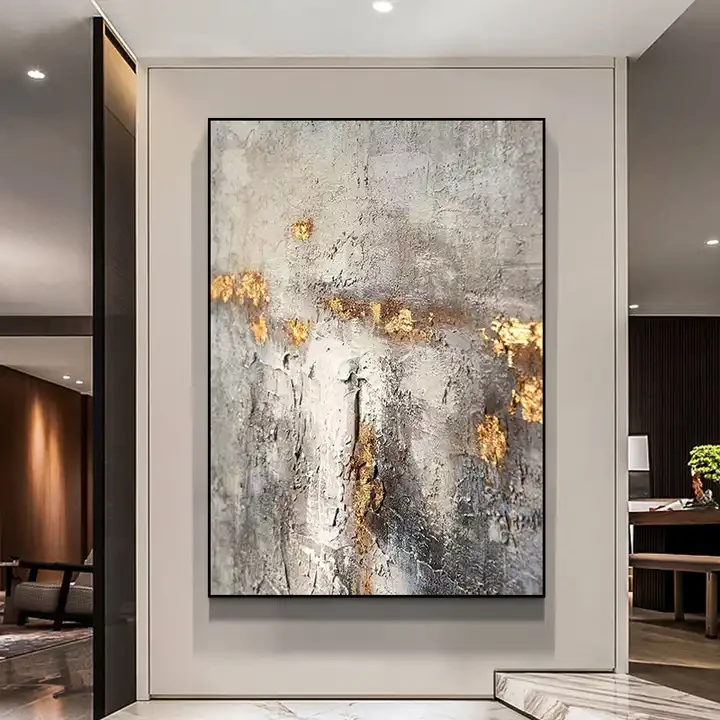 Abstract 100% Hand Painted Gold Wall Art