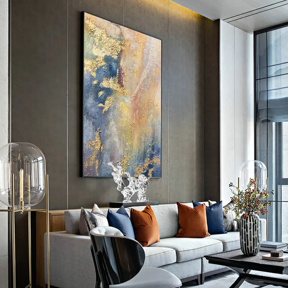 Abstract Hand Painted Gold Oil Painting