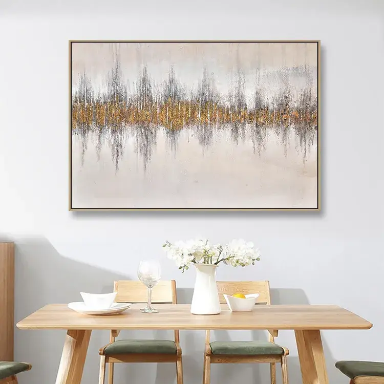 Modern Hand Painted Gold Leaf Abstract