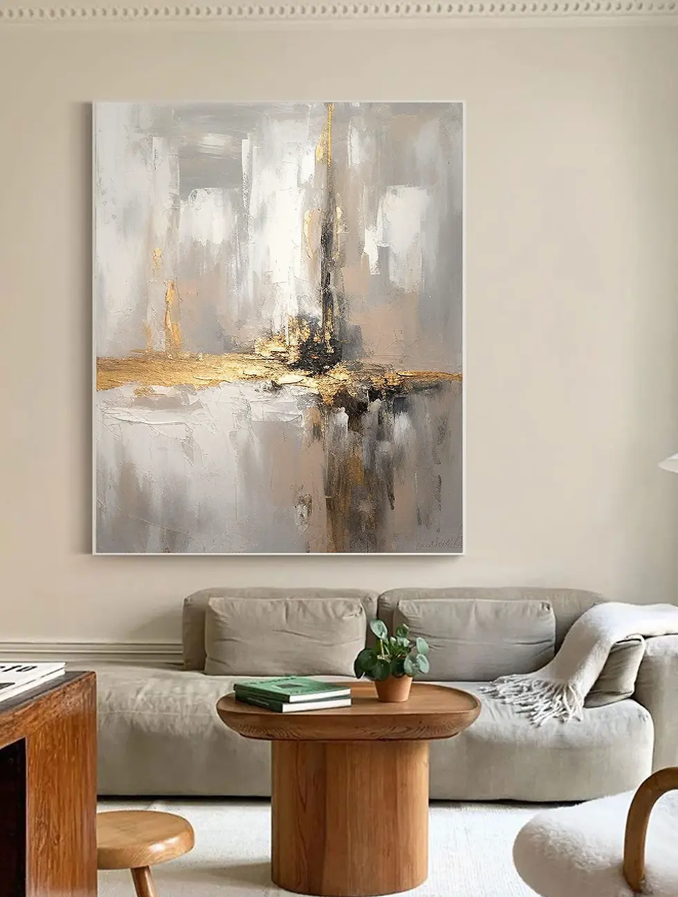 Abstract 100% Hand Painted Gold Wall Art
