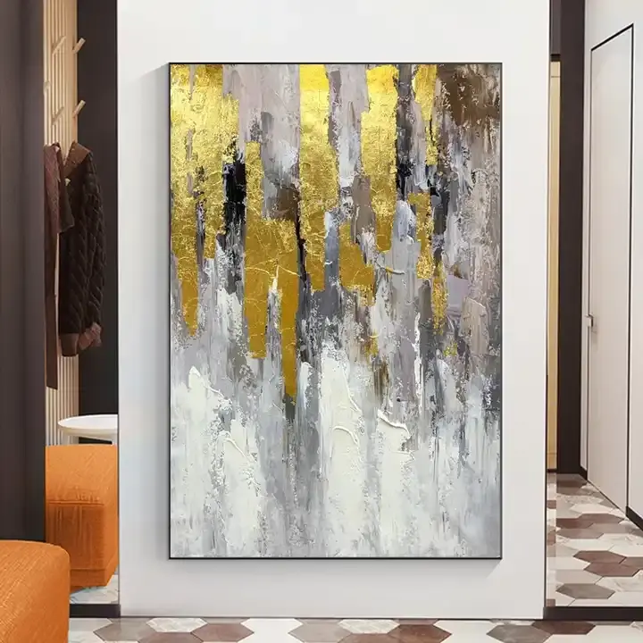 Abstract Hand Painted Gold Oil Painting