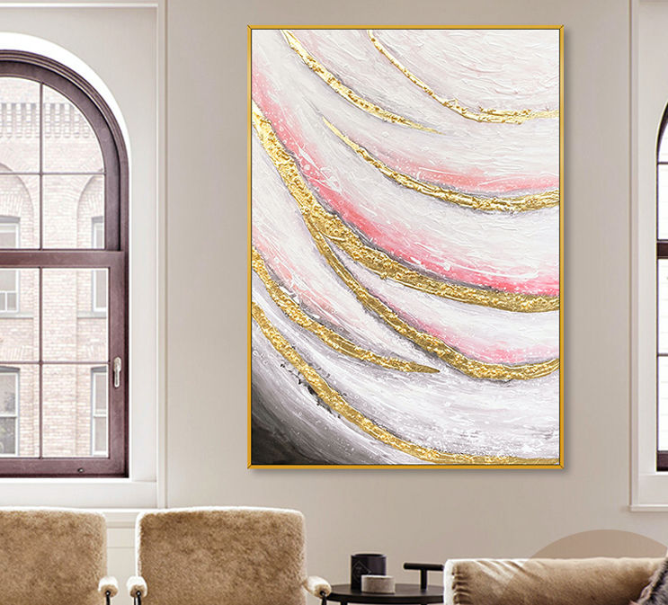 Large Hand Painted Gold Canvas Art