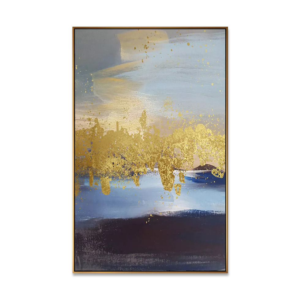 Abstract Hand Painted Gold Acrylic Artwork