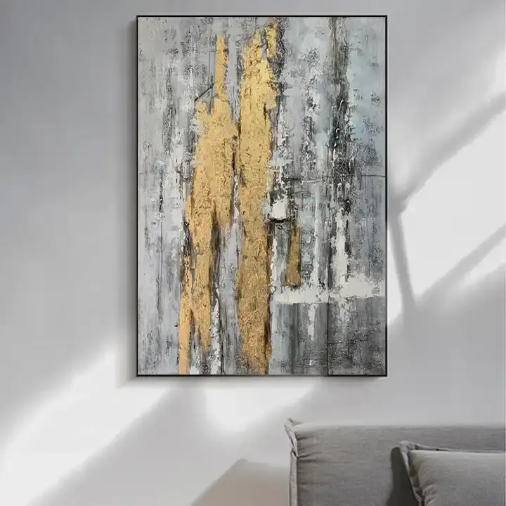 Abstract 100% Hand Painted Gold Wall Art
