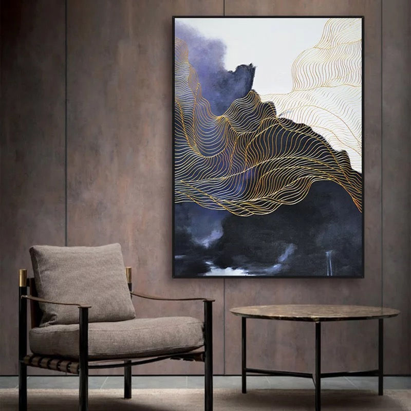 Abstract 100% Hand Painted Gold Wall Art