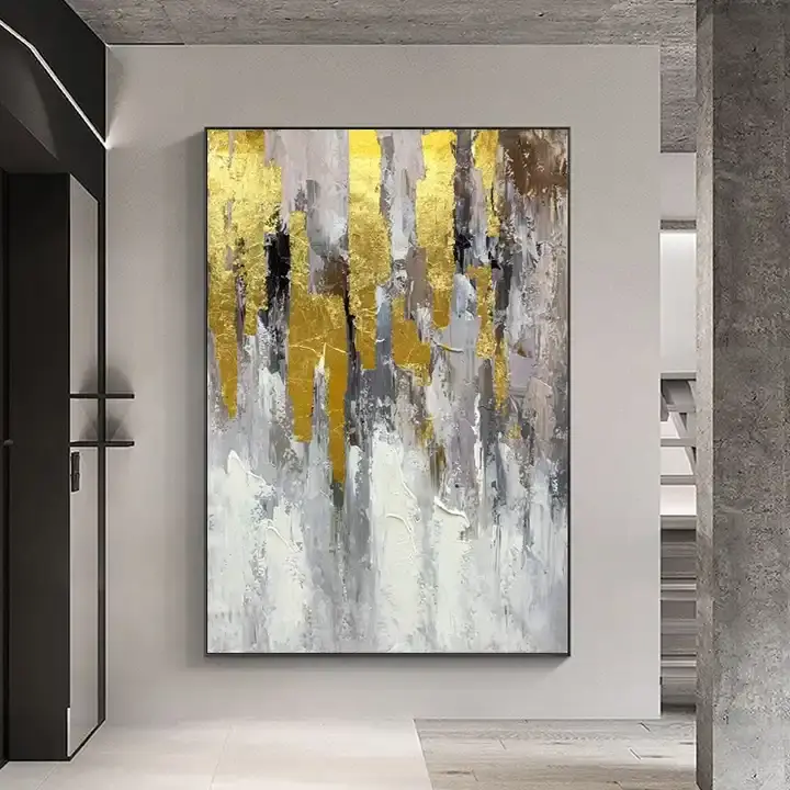 Abstract Hand Painted Gold Oil Painting