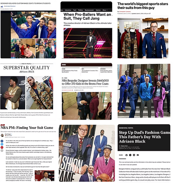 "Andrew Jang, fashion designer and entrepreneur, formerly Andrew Morrison Wall Street Journal Bloomberg New York Post WWD ABC7 charity nonprofit"